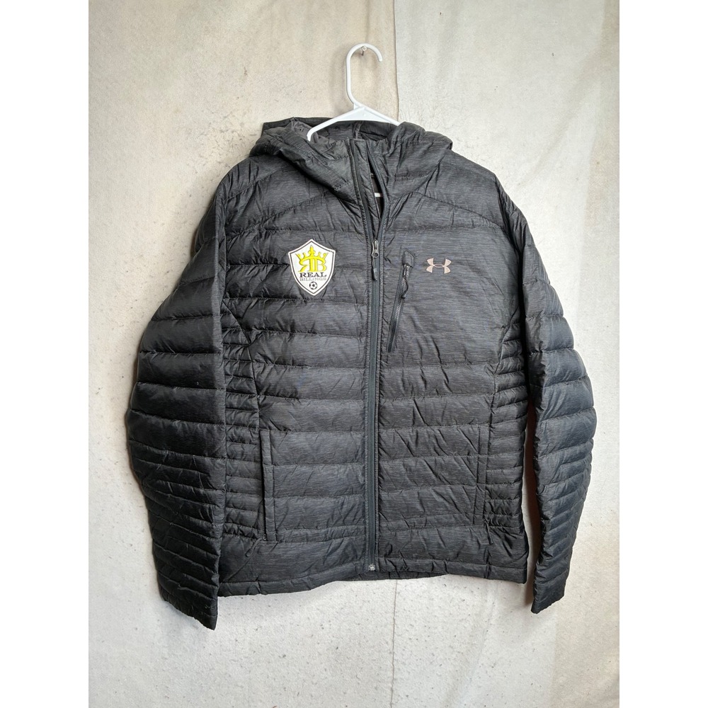 Under Armour ColdGear Pertex Quantum Hooded Puffer Jacket Black Mens XL 8229